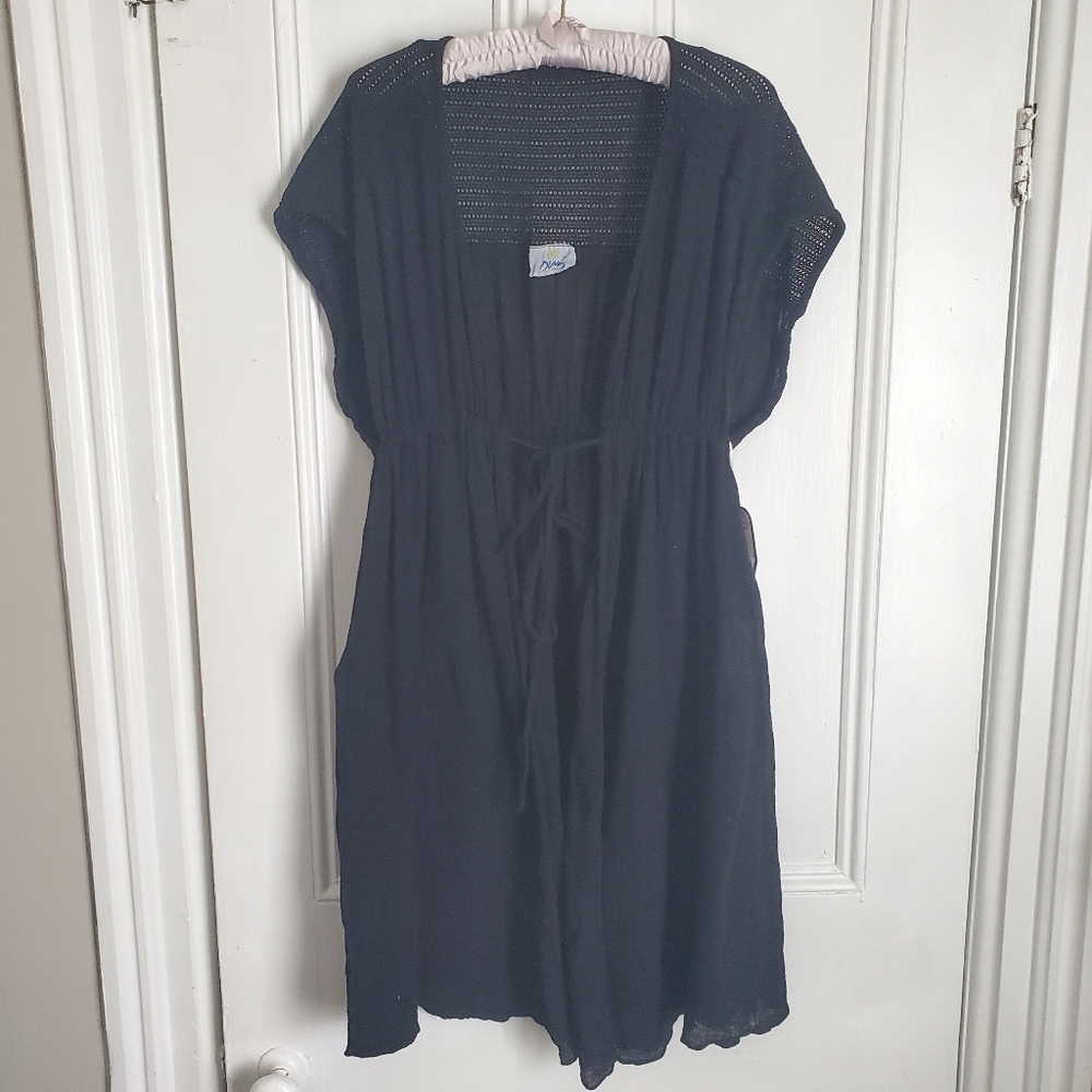 NWT Dunes 100% Cotton Black Cover-Up Duster